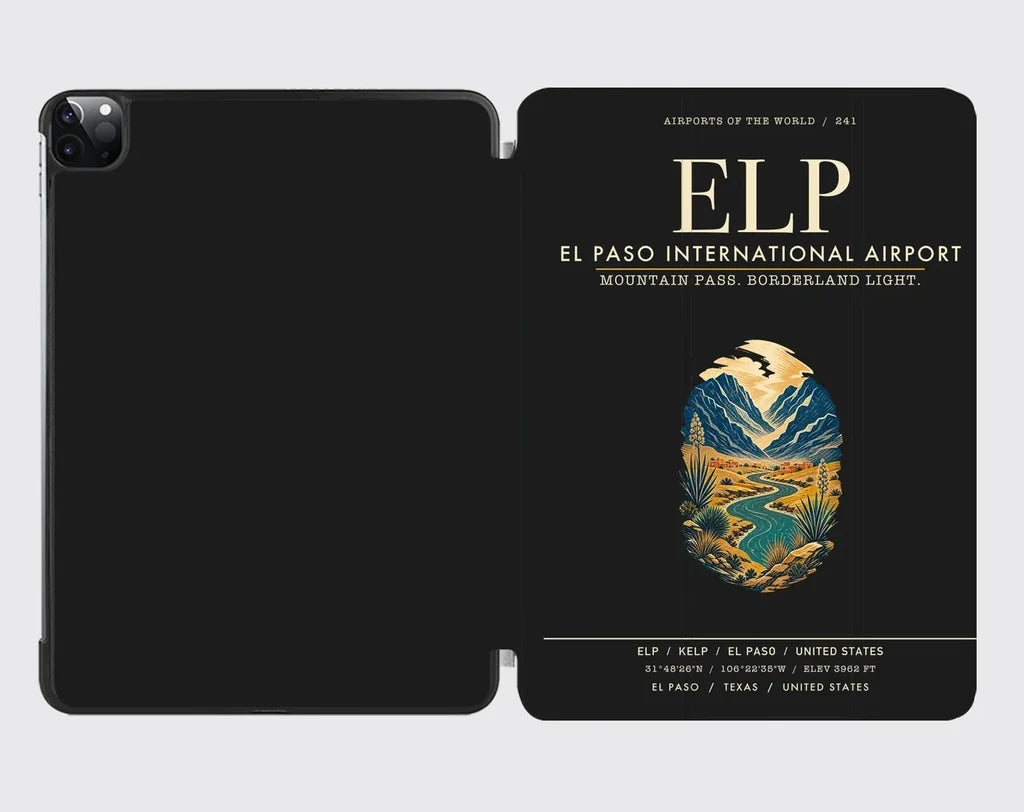 El Paso International Airport (ELP) design on black ipad tablet case