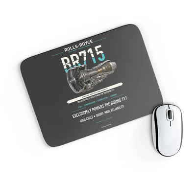 BR715 design on black rectangle mouse pad