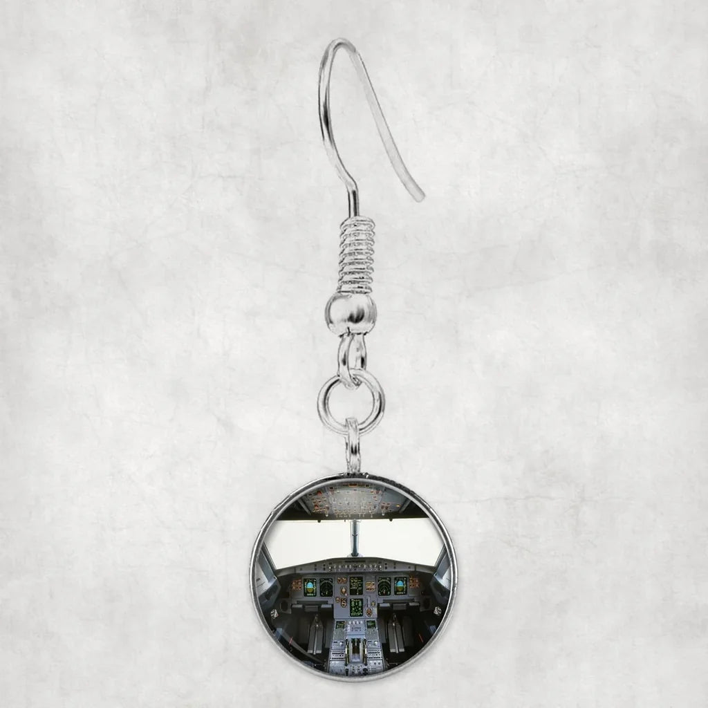 Airbus A320 Cockpit (Wide) aviation-themed earrings, polished hypoallergenic alloy.