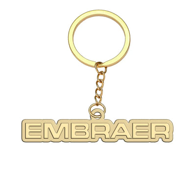 Embraer & Text aviation hollow key chain in polished alloy.