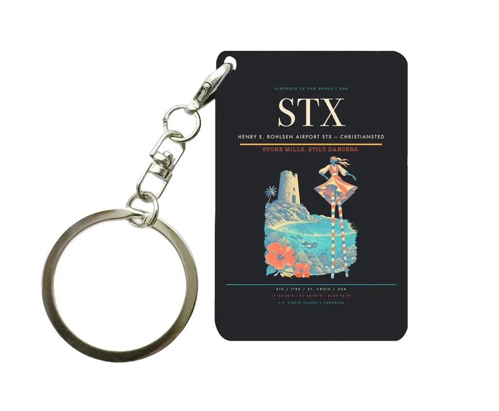 Henry E. Rohlsen Airport (STX) design on black key chain