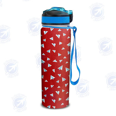Paper Airplanes (Red) Sports aviation design on sport kettle, insulated bottle with sport spout.