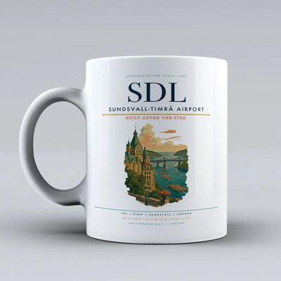 Sundsvall-Timrå Airport (SDL) airport code design on white ceramic mug