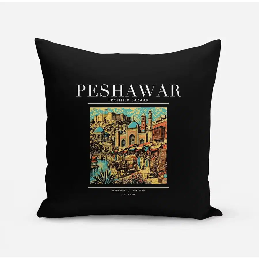 PESHAWAR - Poster - Pillow - Black