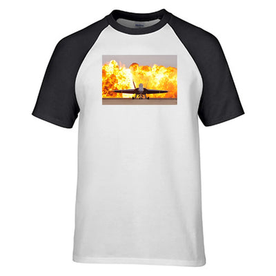 Face to Face with Air Force Jet & Flames aviation design printed on soft cotton raglan T-shirt.