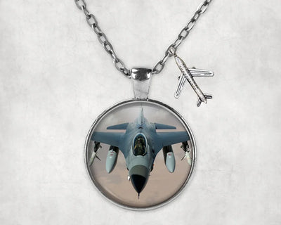 Crusing Fighter Jet 16 aviation-themed necklace, polished stainless steel.