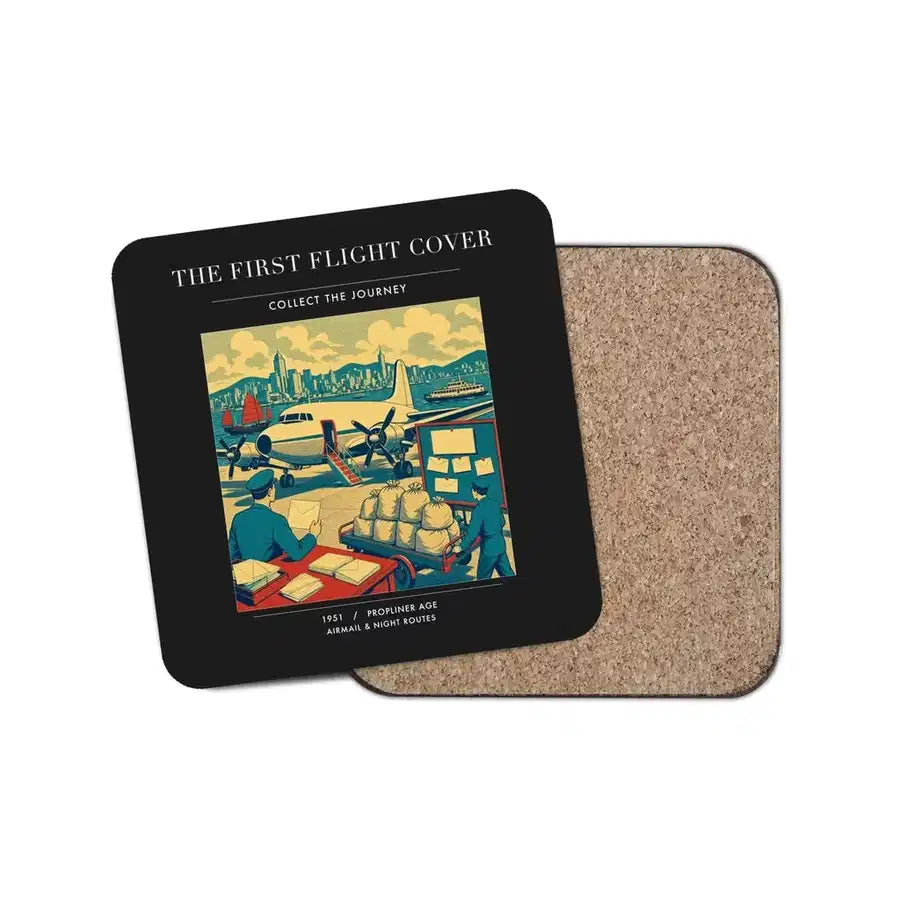 The First Flight Cover - Designed Coasters design on black 1-piece