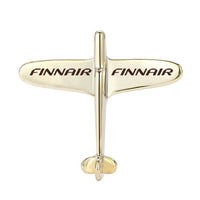 Thumbnail for Side view of Finnair Airlines Airplane Shape aviation airplane-shape brooch in polished alloy, polished finish.