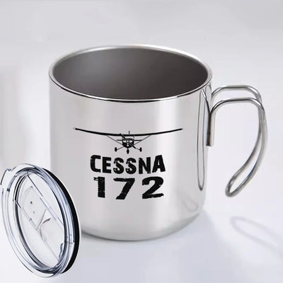 Cessna 172 & Plane aviation design on portable mug, vacuum-insulated double-wall.