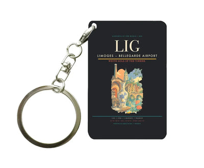 Limoges – Bellegarde Airport (LIG) design on black key chain