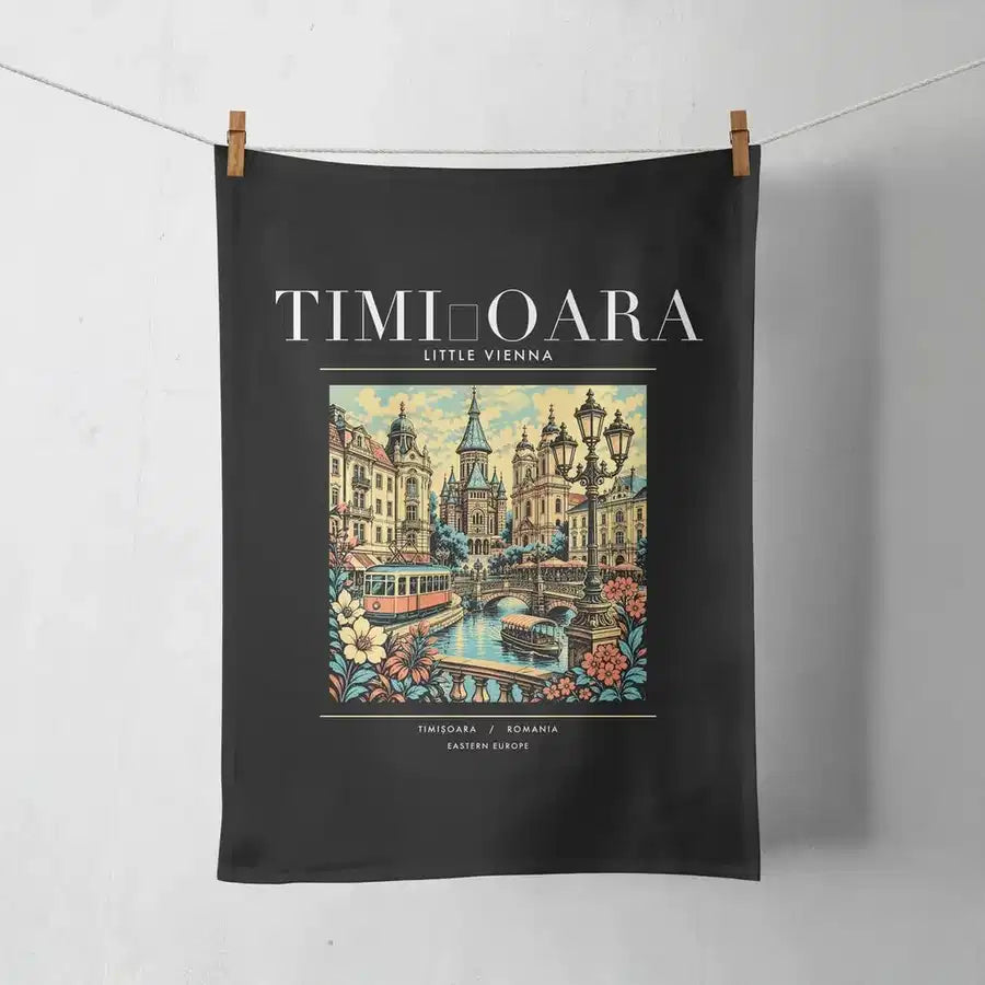 TIMIȘOARA - Poster - Towel - Black