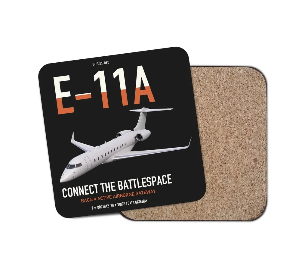 E-11A BACN design on black 1 piece coaster