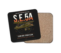 Thumbnail for Royal Aircraft Factory S.E.5a design on black 1 piece coaster