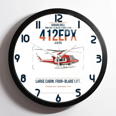 SUBARU Bell 412EPX design on white framed wall clock