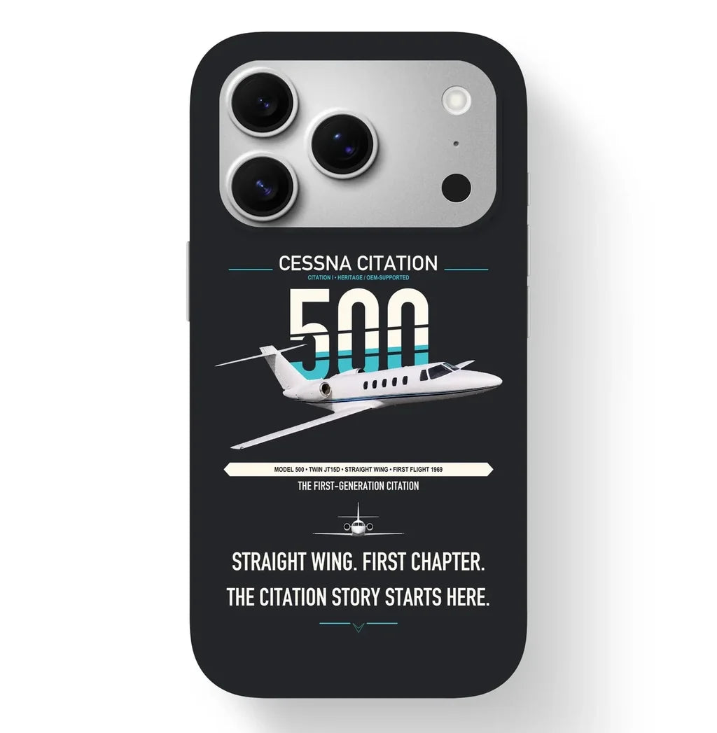 Cessna Citation 500 - Citation I design on black magsafe iphone case, for iPhone 17 Pro
