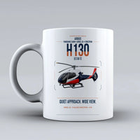 Thumbnail for Airbus H130 design on white ceramic mug, double-side print