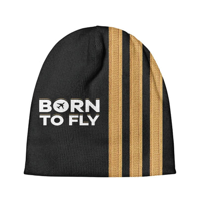 Born To Fly & Pilot Epaulettes (3 Lines) aviation embroidery on soft knit fabric 3D knit beanie.