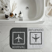 Thumbnail for Arrivals & Departures 2 aviation print bath mat, soft absorbent fabric with non-slip backing.