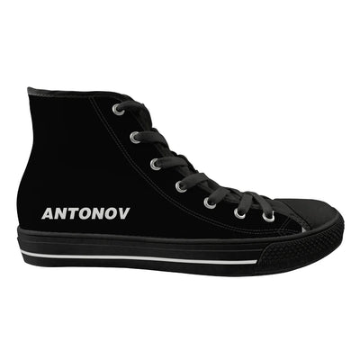 Antonov & Text Long Canvas Shoes (Women) aviation design on durable canvas women's canvas shoes.