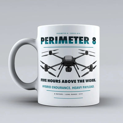 Perimeter 8 Mug design on white skyfront