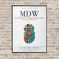 Thumbnail for Chicago Midway International Airport MDW vertical canvas print - framed - white background