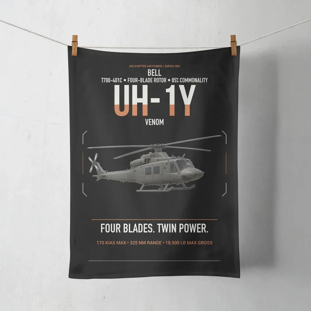 Bell UH-1Y Venom design on black towel