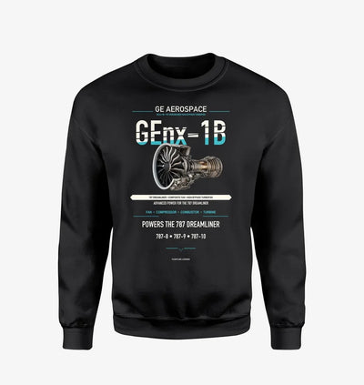 GEnx-1B design on black sweatshirt