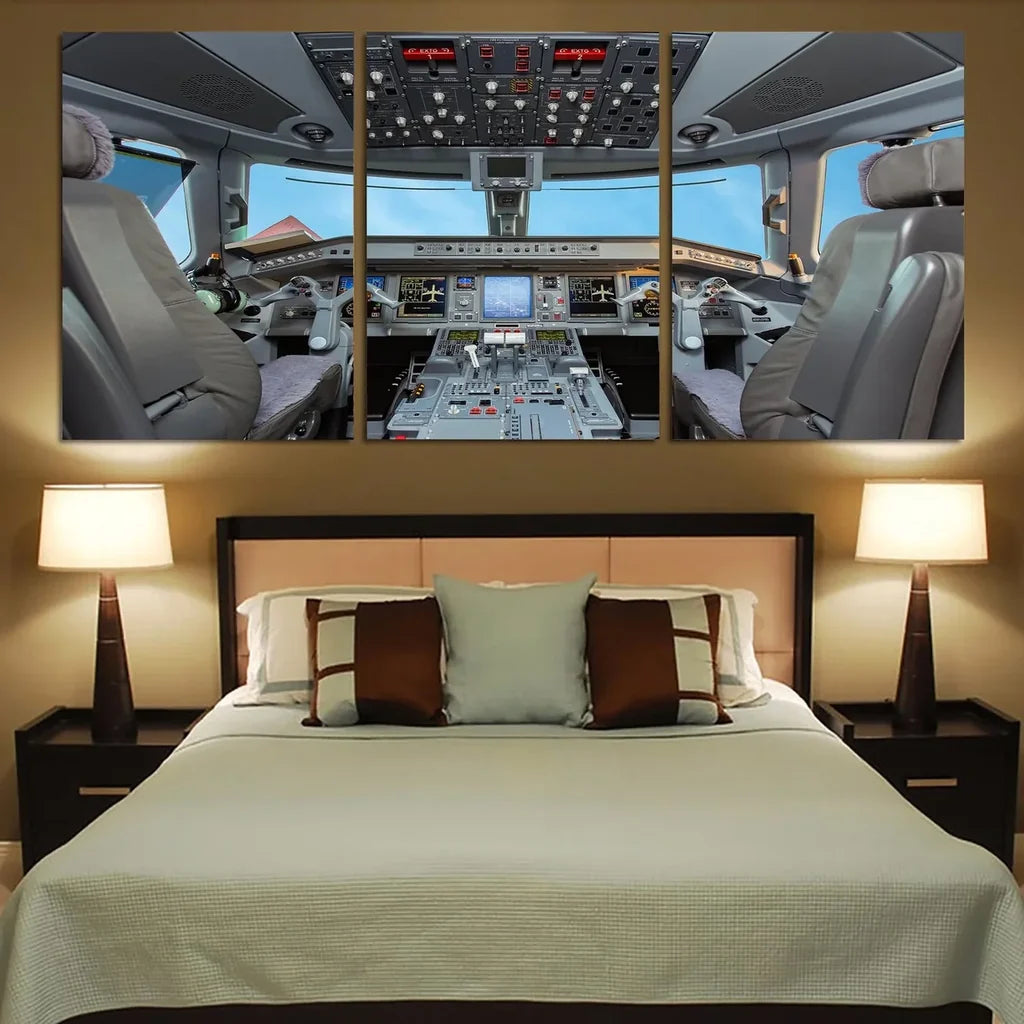 Embraer E190 Cockpit canvas - 3 Pieces