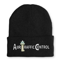 Thumbnail for Air Traffic Control Embroidered aviation embroidery on soft knit fabric beanie.