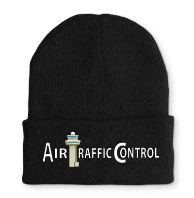 Air Traffic Control Embroidered aviation embroidery on soft knit fabric beanie.