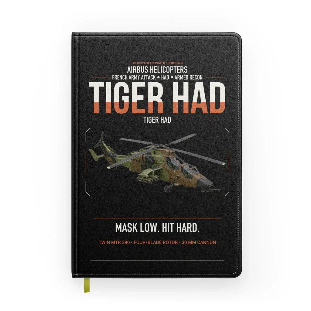 Airbus Helicopters Tiger HAD design on black notebook
