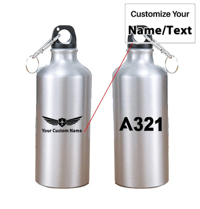 Airbus A321 Flat Text aviation design on thermos, vacuum-insulated.