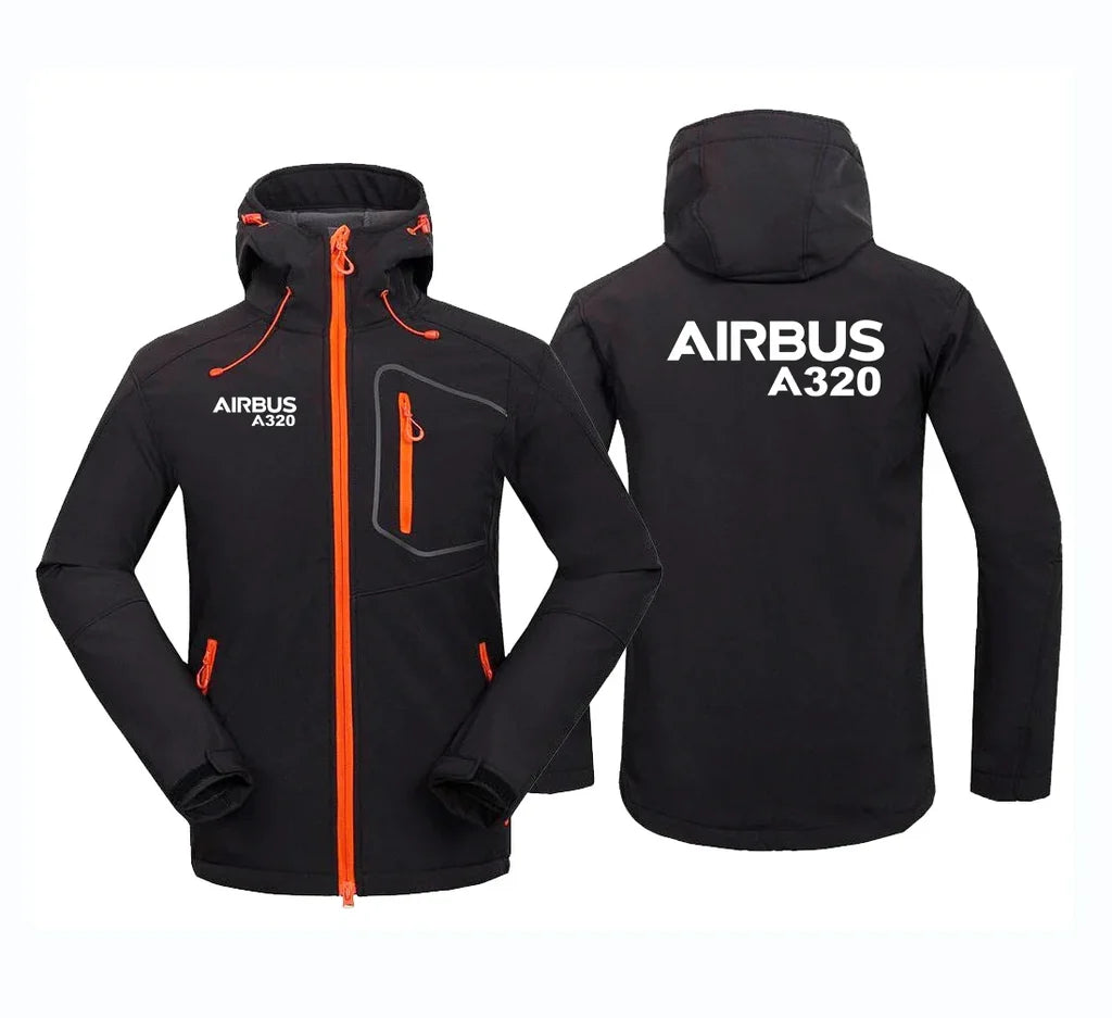 Airbus A320 & Text aviation design printed on warm polar fleece polar fleece jacket.