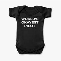 Thumbnail for World's Okayest aviation print on kids gentle cotton bodysuit.