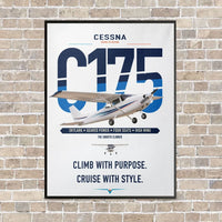 Thumbnail for Cessna 175 Skylark vertical canvas print - framed - white background