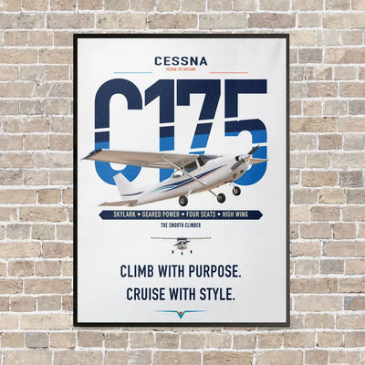 Cessna 175 Skylark vertical canvas print - framed - white background
