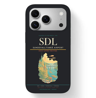 Sundsvall Airport (SDL) design on black iPhone 17 Pro MagSafe case