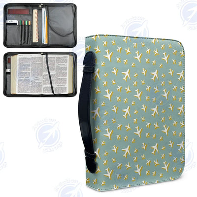 Mixed Size Airplanes aviation print PU accessories bag, PU faux leather.