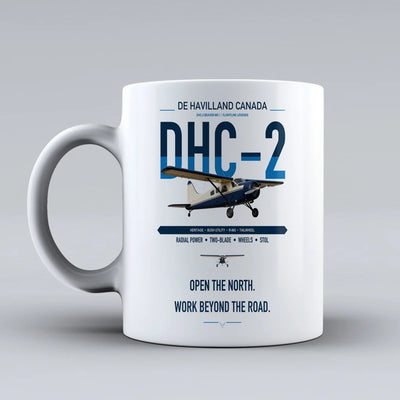 DHC-2 Beaver Mk I design on white ceramic mug, double-side print