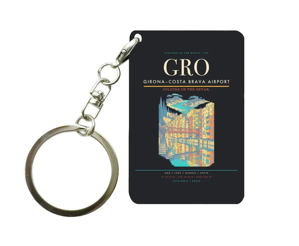Girona–Costa Brava Airport (GRO) design on black key chain