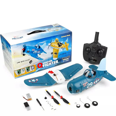 Side view of F4U 2.4G 4CH RC Fighter/Glider (6G/3D Stunt, 6-Axis) aviation RC model in durable ABS plastic with electronics.