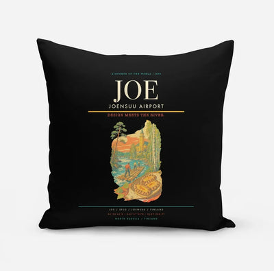 Joensuu Airport (JOE) design on black pillow