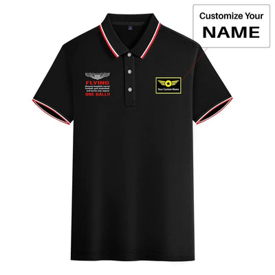 Flying One Ball aviation design printed on soft cotton stylish polo shirt.