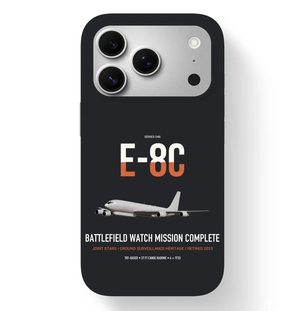 E-8C Joint STARS design on black magsafe iphone case, for iPhone 17 Pro