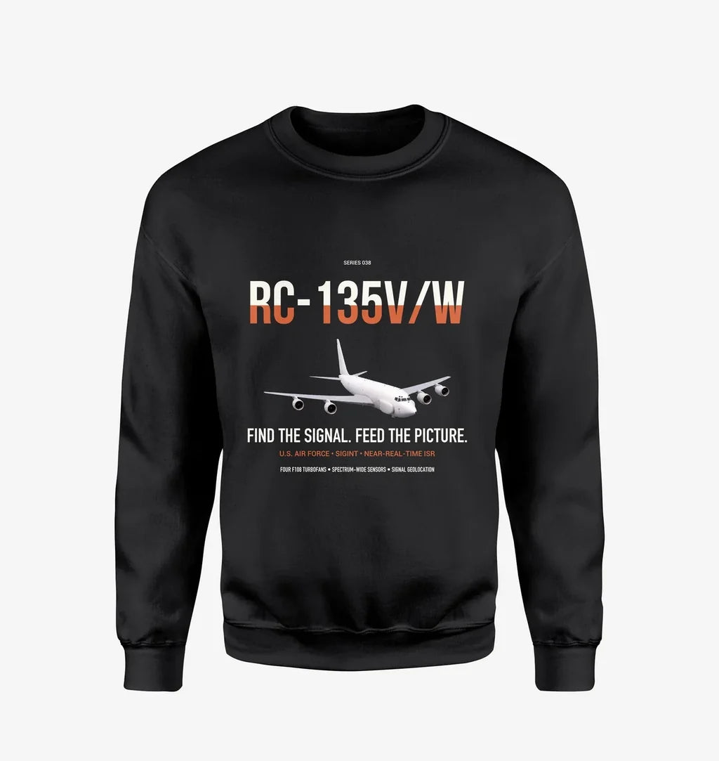 RC-135V W Rivet Joint design on black sweatshirt