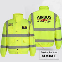 Thumbnail for Amazing Airbus A350 XWB aviation design printed on insulated shell with high-visibility reflective panels reflective winter jacket.