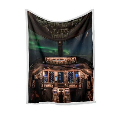 Boeing 777 Cockpit Bed Blankets & aviation print on soft fleece blanket.