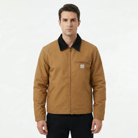 Thumbnail for Thick Style Workwear Canvas Michigan Detroit aviation design printed on padded shell with classic pilot styling pilot jacket.
