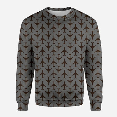 Perfectly Sized Seamless Airplanes Gray aviation design printed on soft cotton blend 3D sweatshirt.