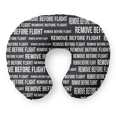 Remove Before Flight 3-Black Travel & Boppy aviation design on memory foam with soft cover travel pillow.